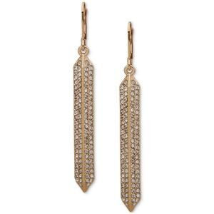 Karl Lagerfeld PARIS Gold Tone Pavé Bar Linear Drop Earrings NEW